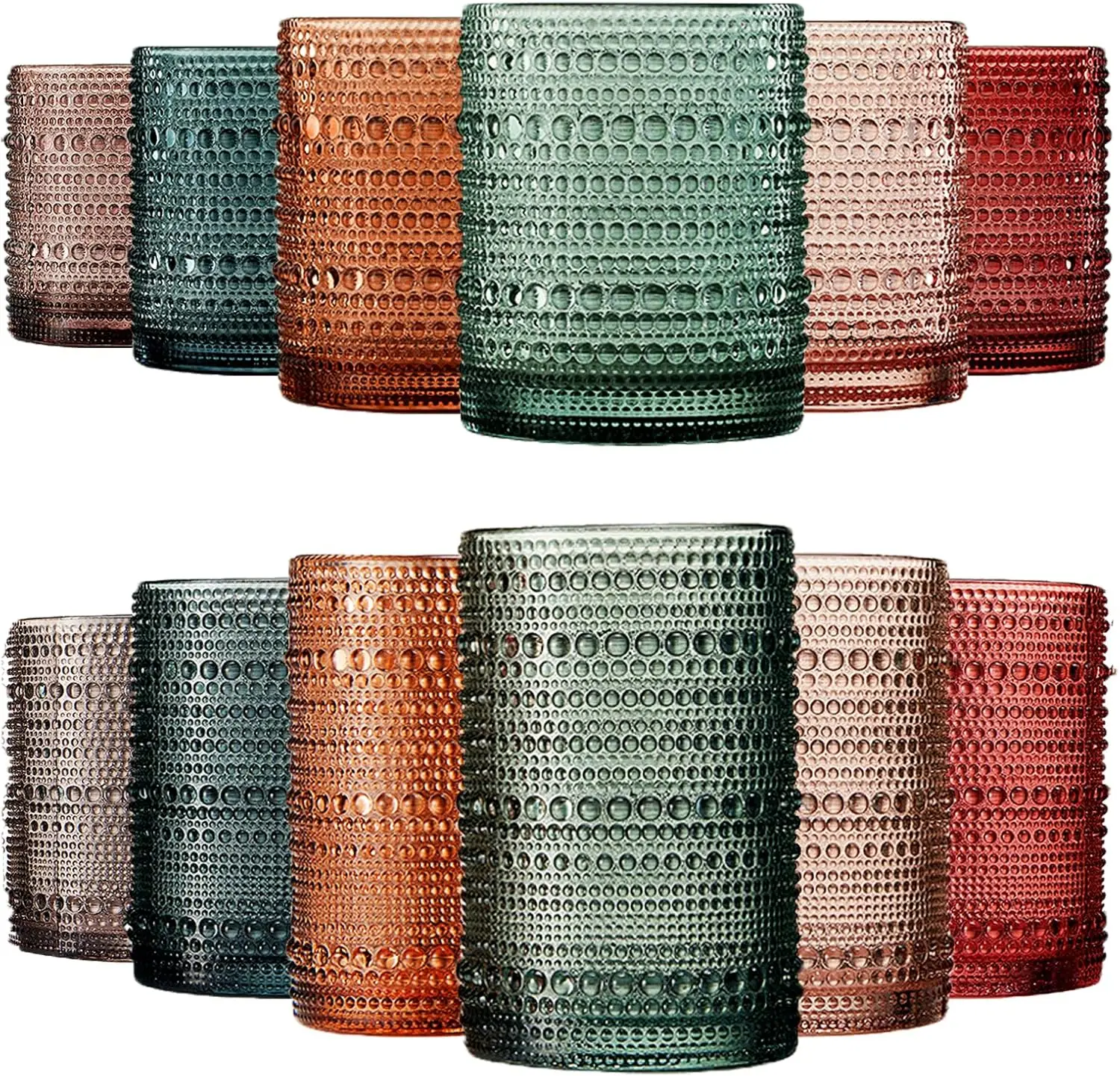 Old Fashioned Glass - Hobnail Beaded Highball Drinking Tumbler Glasses