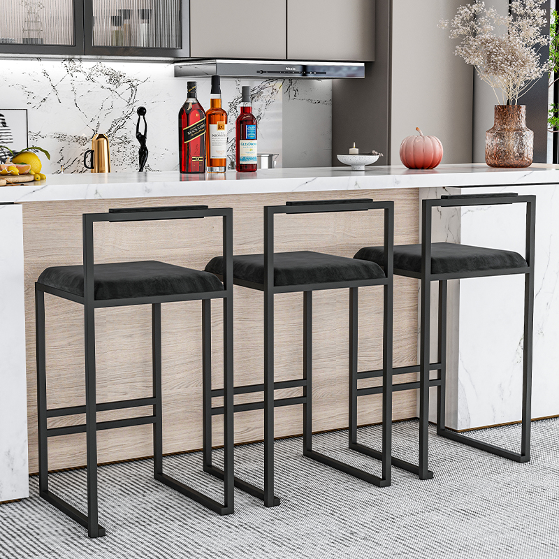 Home Bar Lounge - Nordic Velvet Black Bar Chairs for