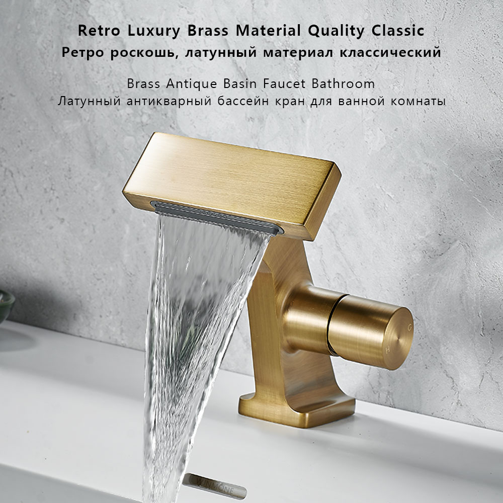 Home Bar Sink - Antique Waterfall Bathroom Faucet Modern Washbasin