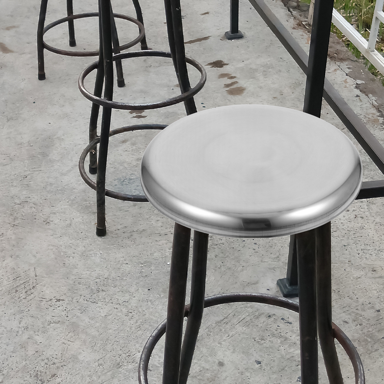 Home Bar Seating - Round Stainless Steel Seat Replacement Stool
