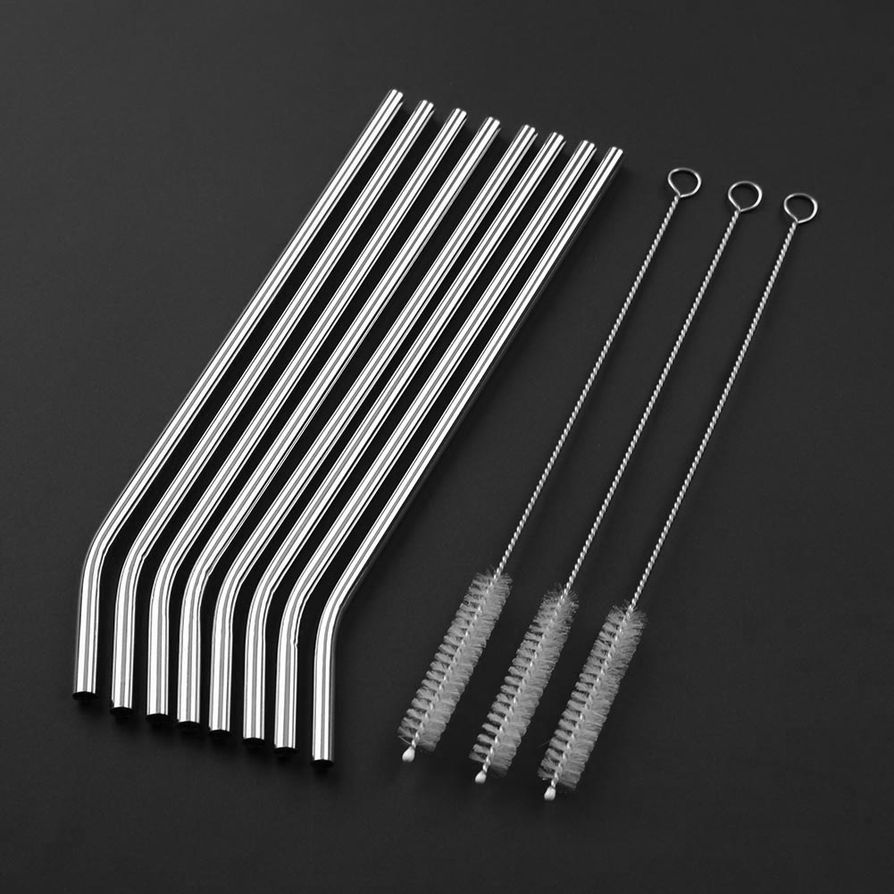 Home Bar Setup - 4pcs Reusable Stainless Steel Drinking Straws+1pc