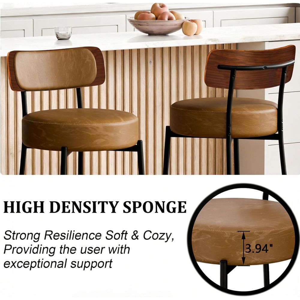 Brown Bar Stools Set o 3, Leat – Home Bar Stools recenzja i cena
