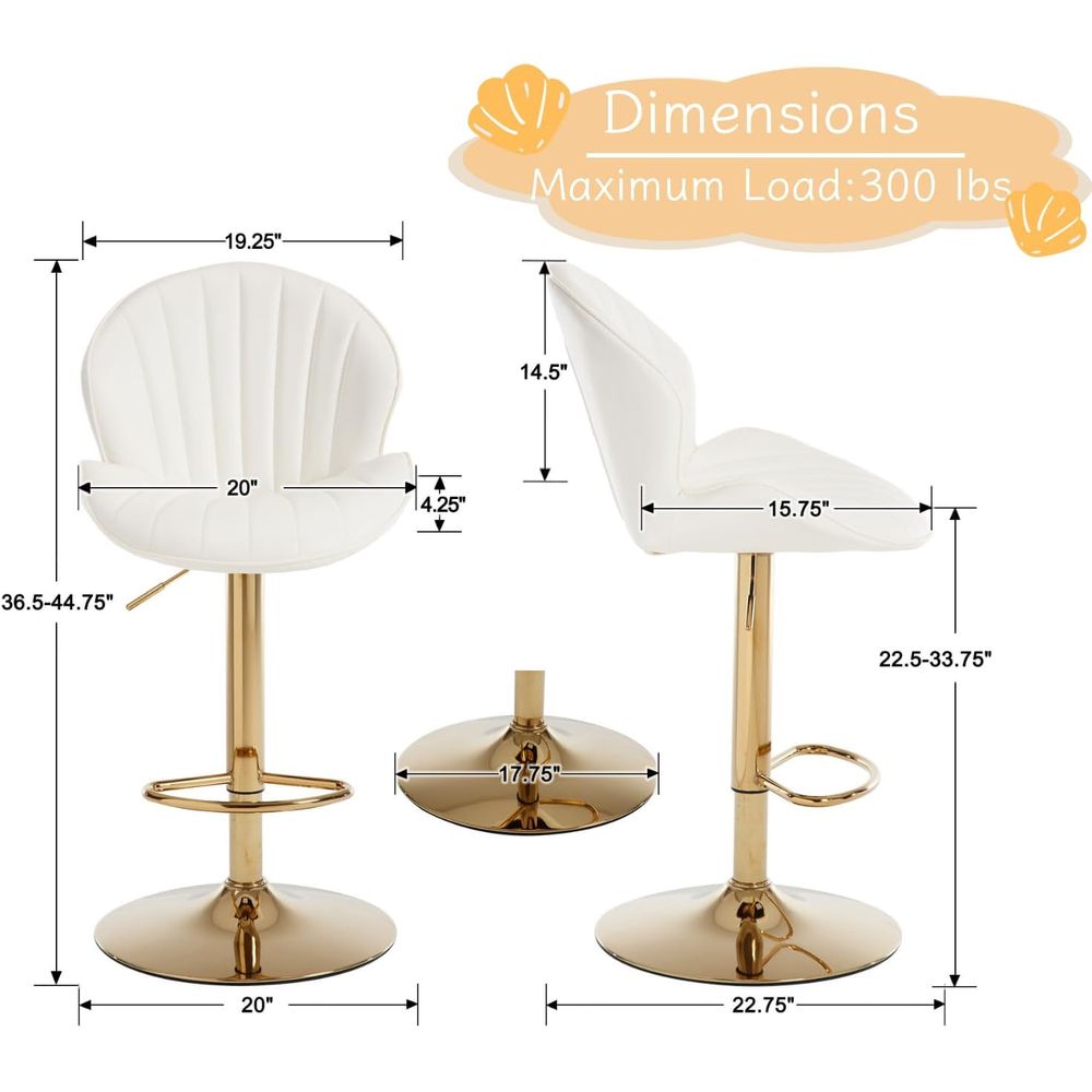 Set of 2 Cream White Leather S – Home Bar Stools recenzja i cena