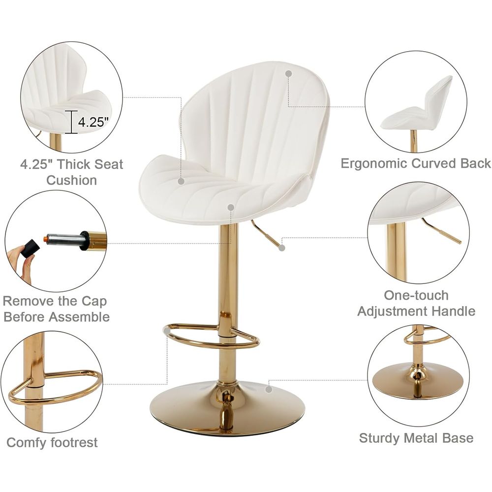 Set of 2 Cream White Leather S – Home Bar Stools recenzja i cena