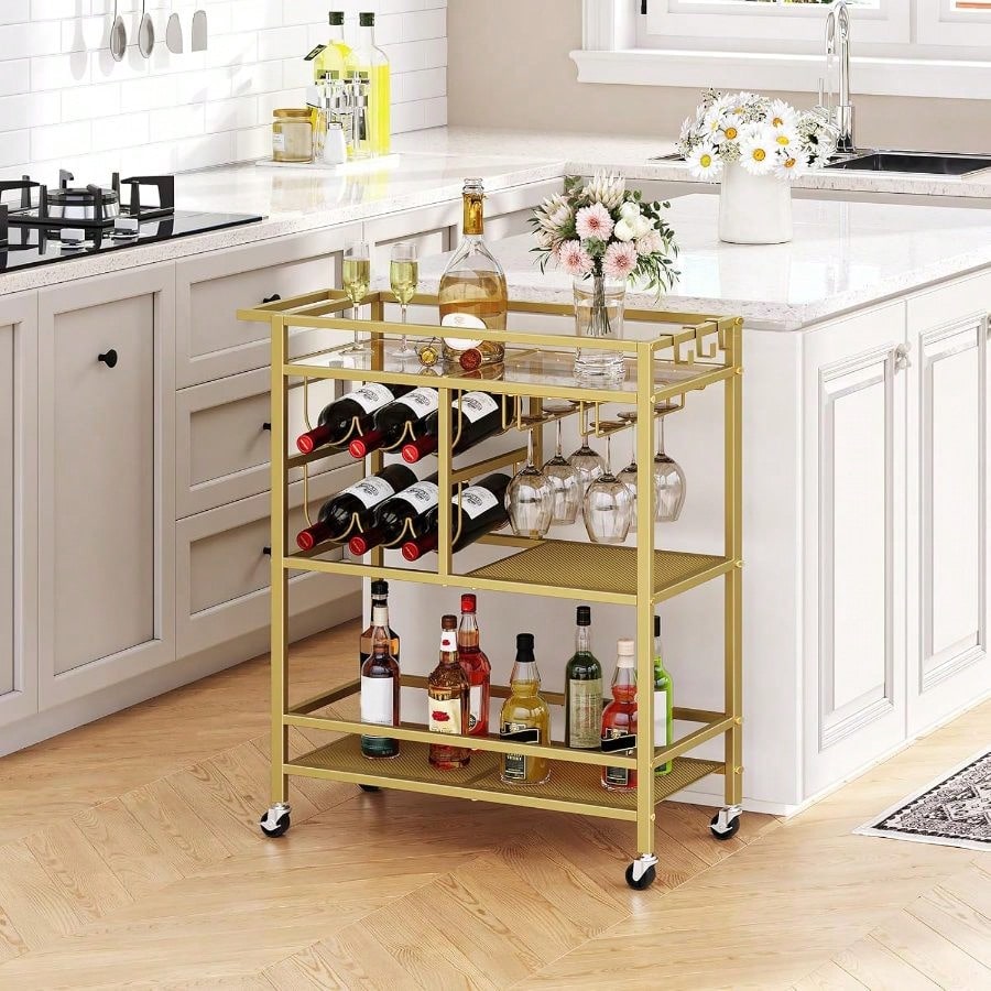 Bar Cart Home, 3-Tier Serving  – Bar Cart Gold recenzja i cena