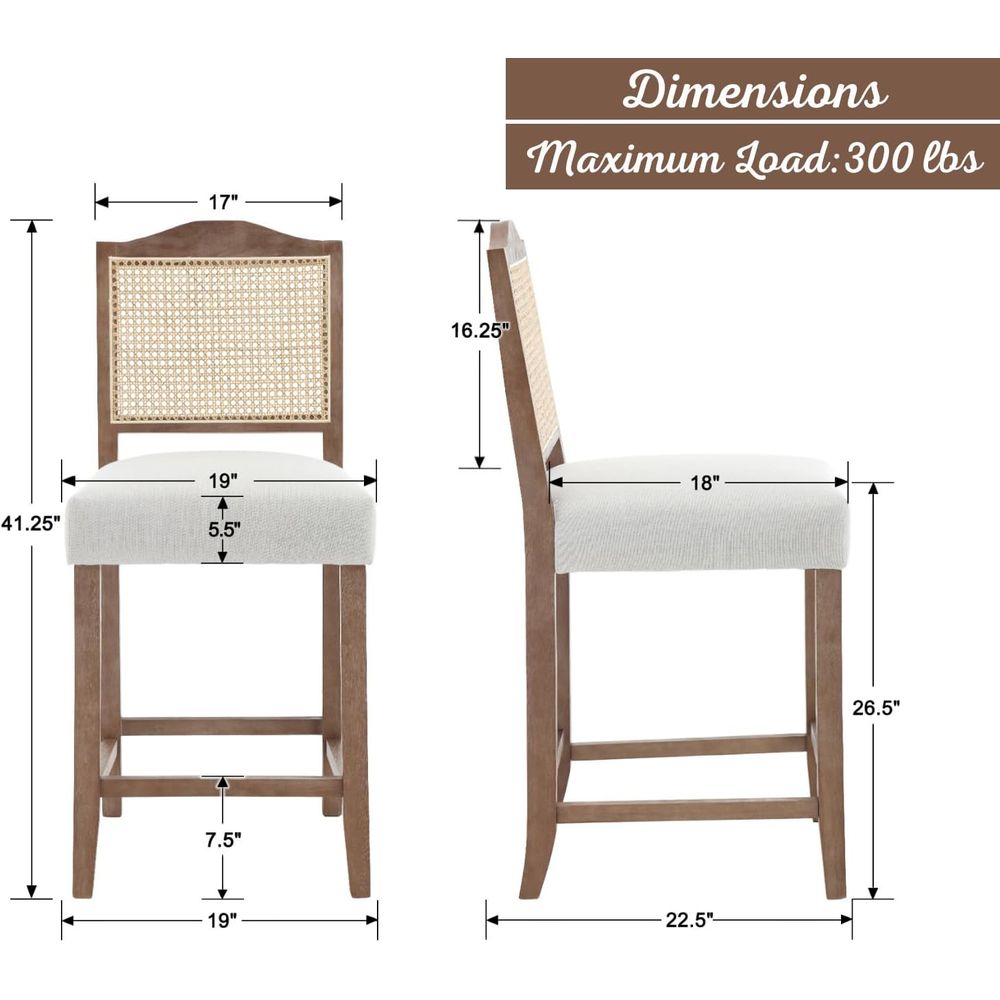 Set of 4 Linen Beige Cane Back – Home Bar Stools recenzja i cena