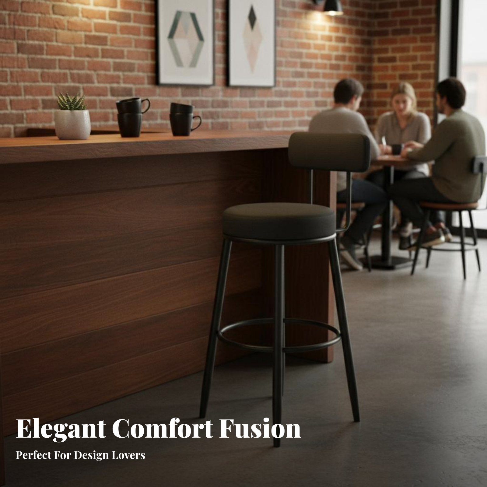 Upholstered Stool with Low Rea – Home Bar Seating recenzja i cena