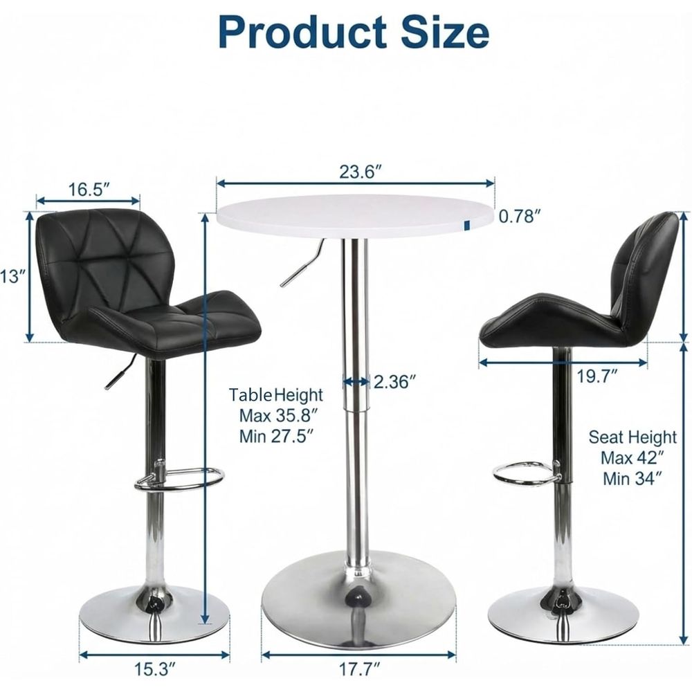 White Round Adjustable Height  – Home Bar Stools recenzja i cena