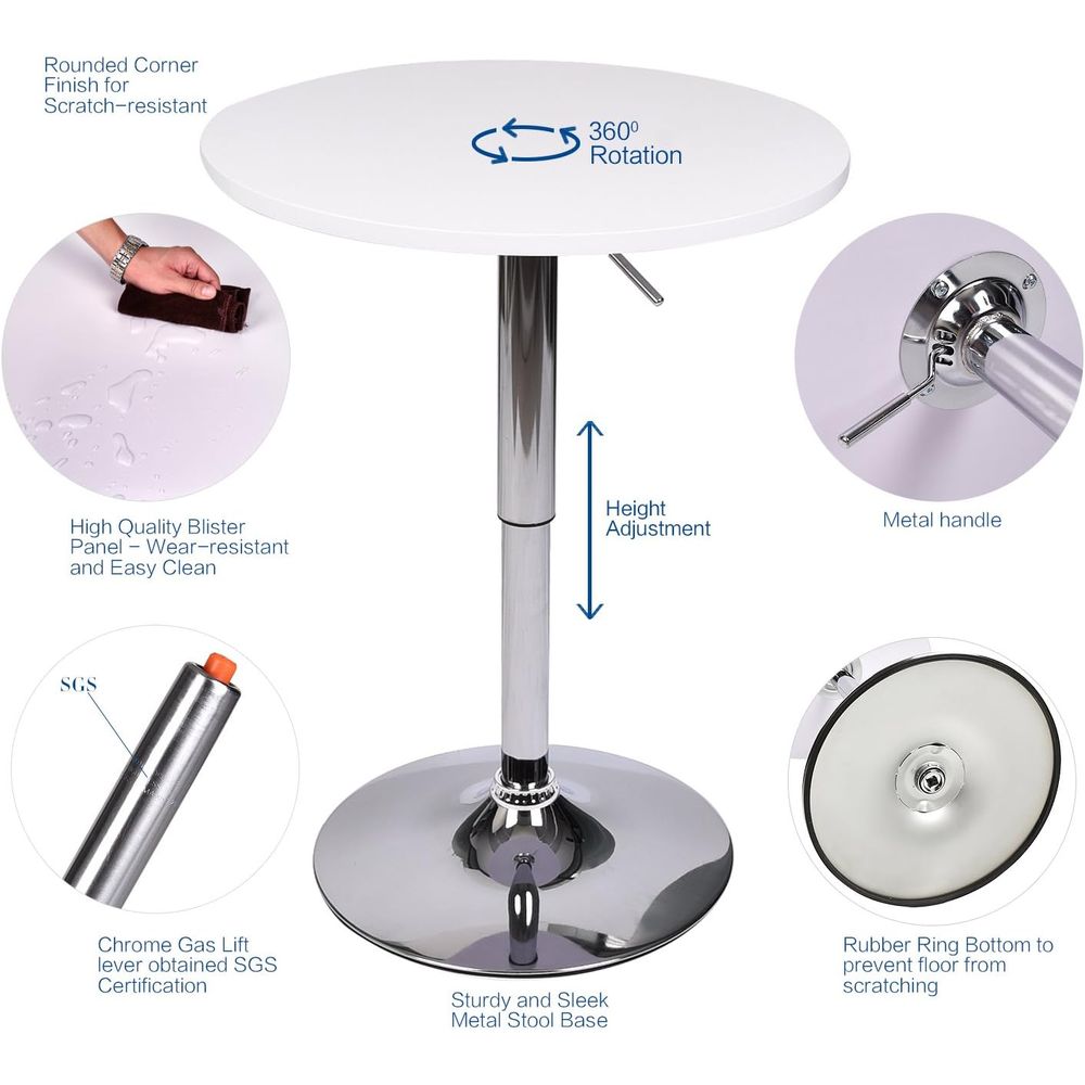 White Round Adjustable Height  – Home Bar Stools recenzja i cena