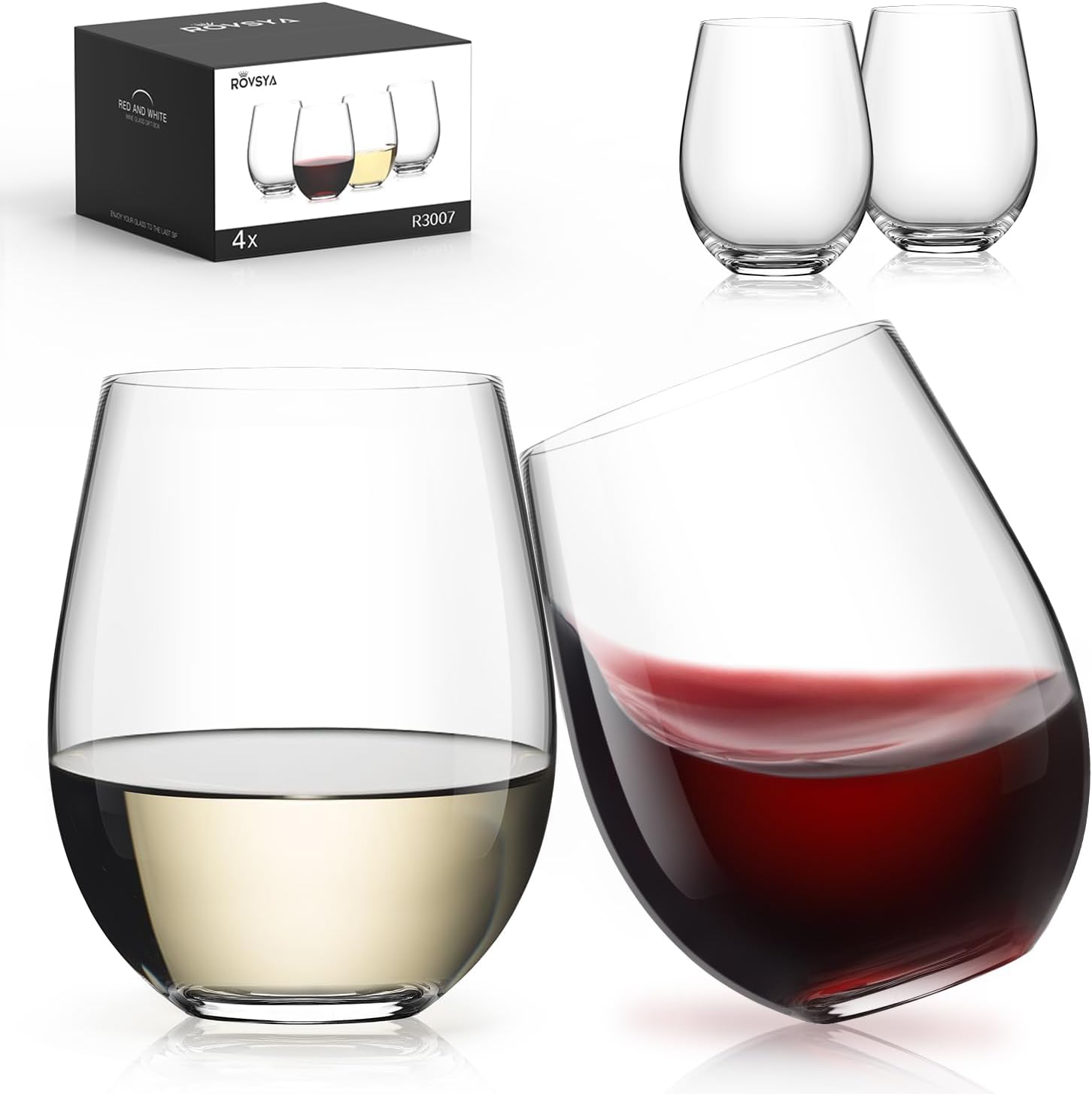 Stemless Wine Glasses Set of 4 – Home Bar Set recenzja i cena