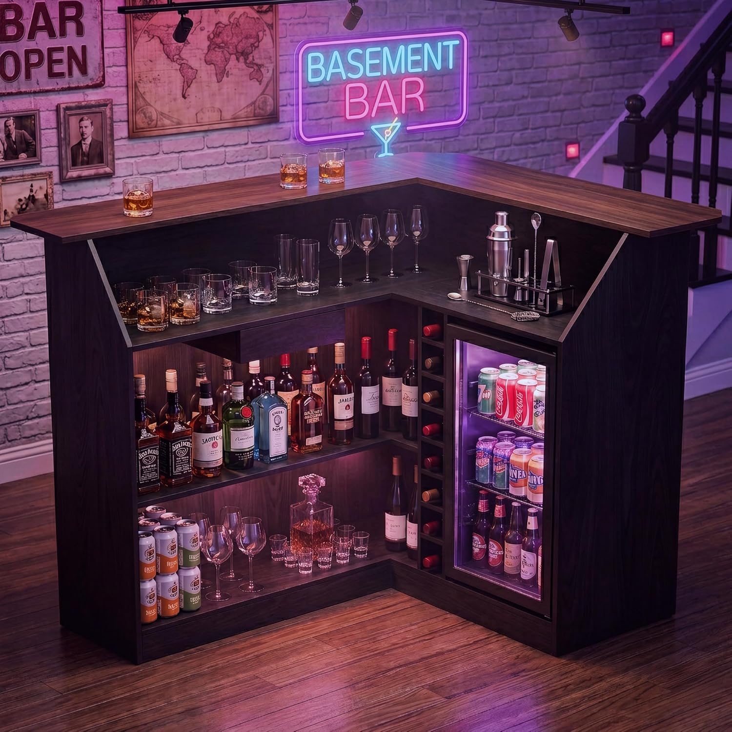 L Shaped Home Bar Unit With Fr – Home Bar And Fridge recenzja i cena