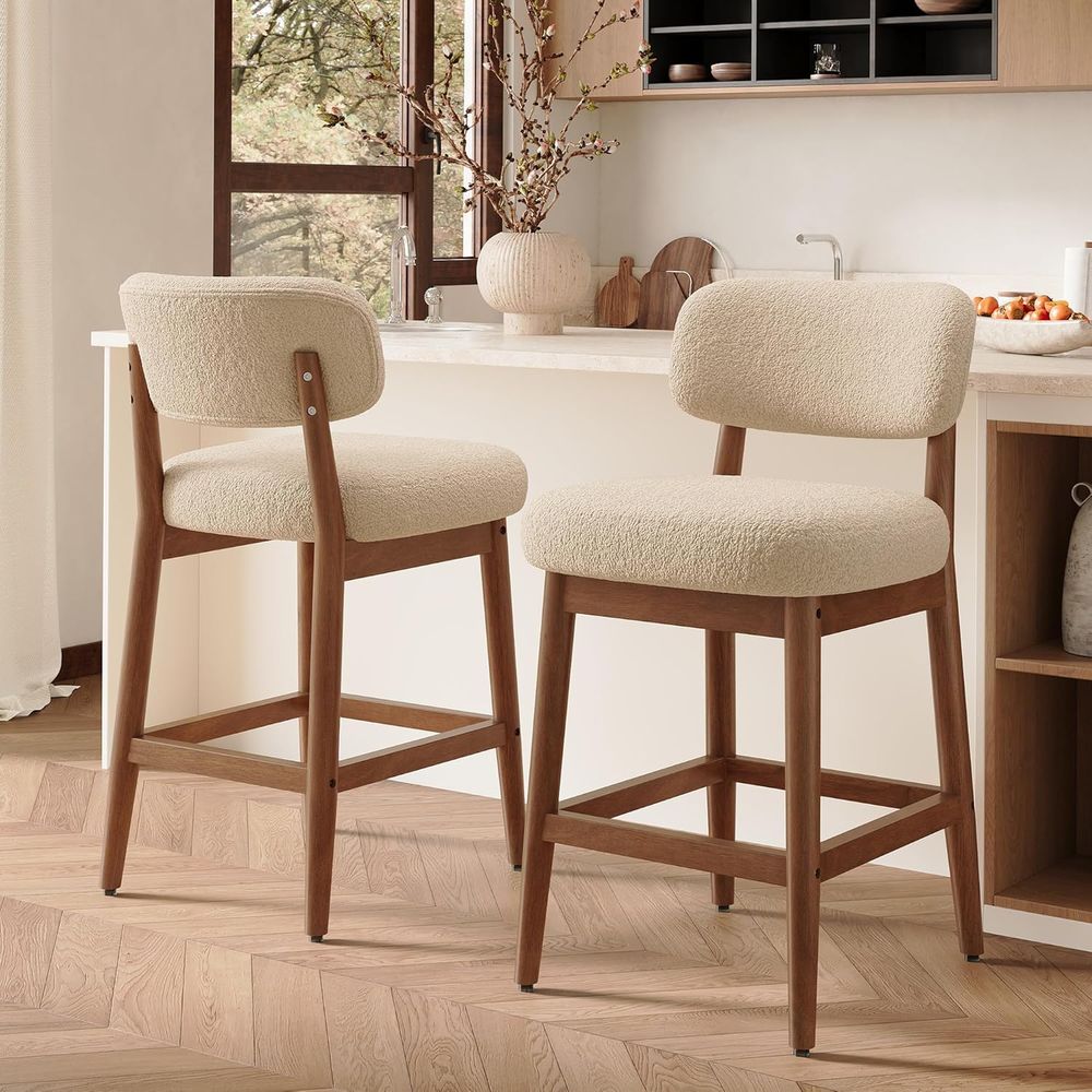 Set of 2 Modern Boucle Bar Cha – Home Bar Stools recenzja i cena