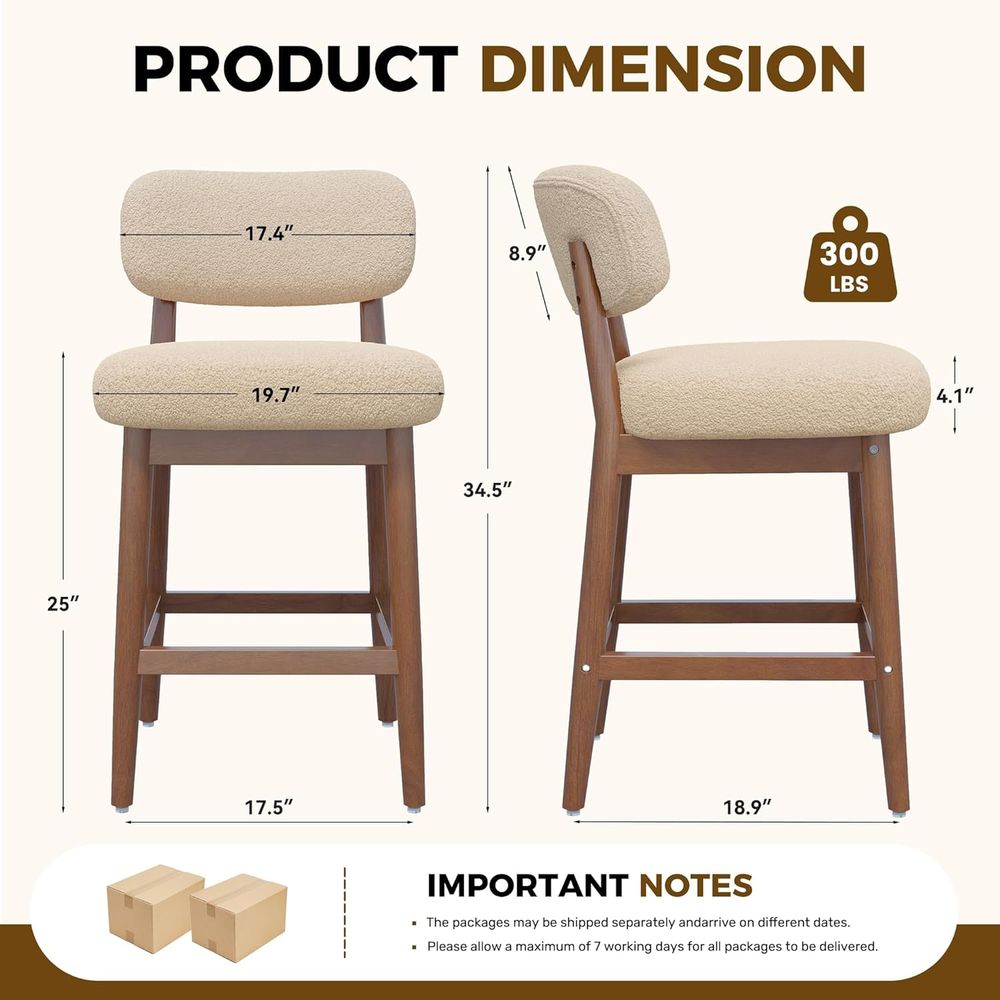 Set of 2 Modern Boucle Bar Cha – Home Bar Stools recenzja i cena