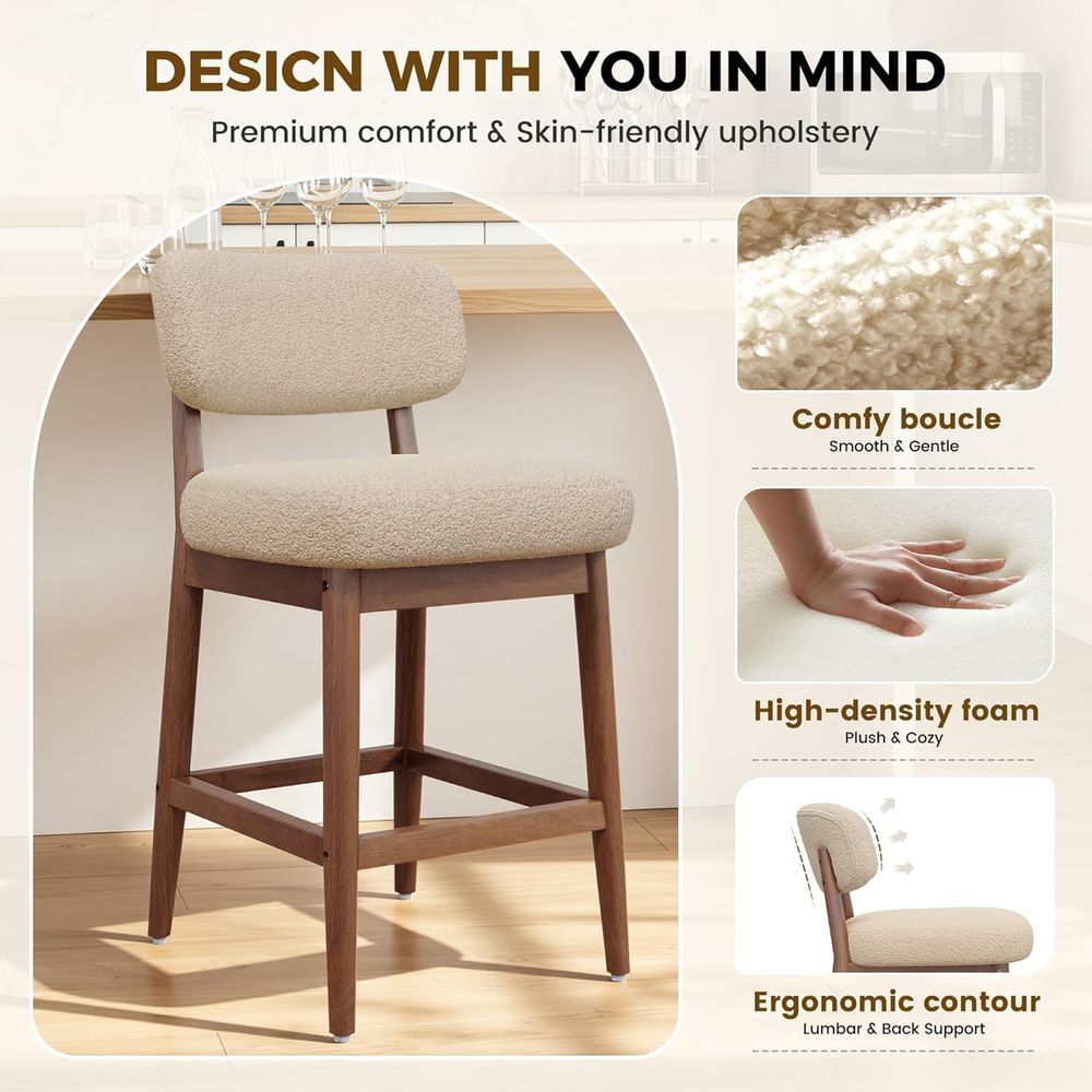 Set of 2 Modern Boucle Bar Cha – Home Bar Stools recenzja i cena