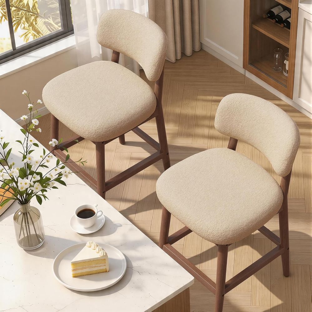 Set of 2 Modern Boucle Bar Cha – Home Bar Stools recenzja i cena