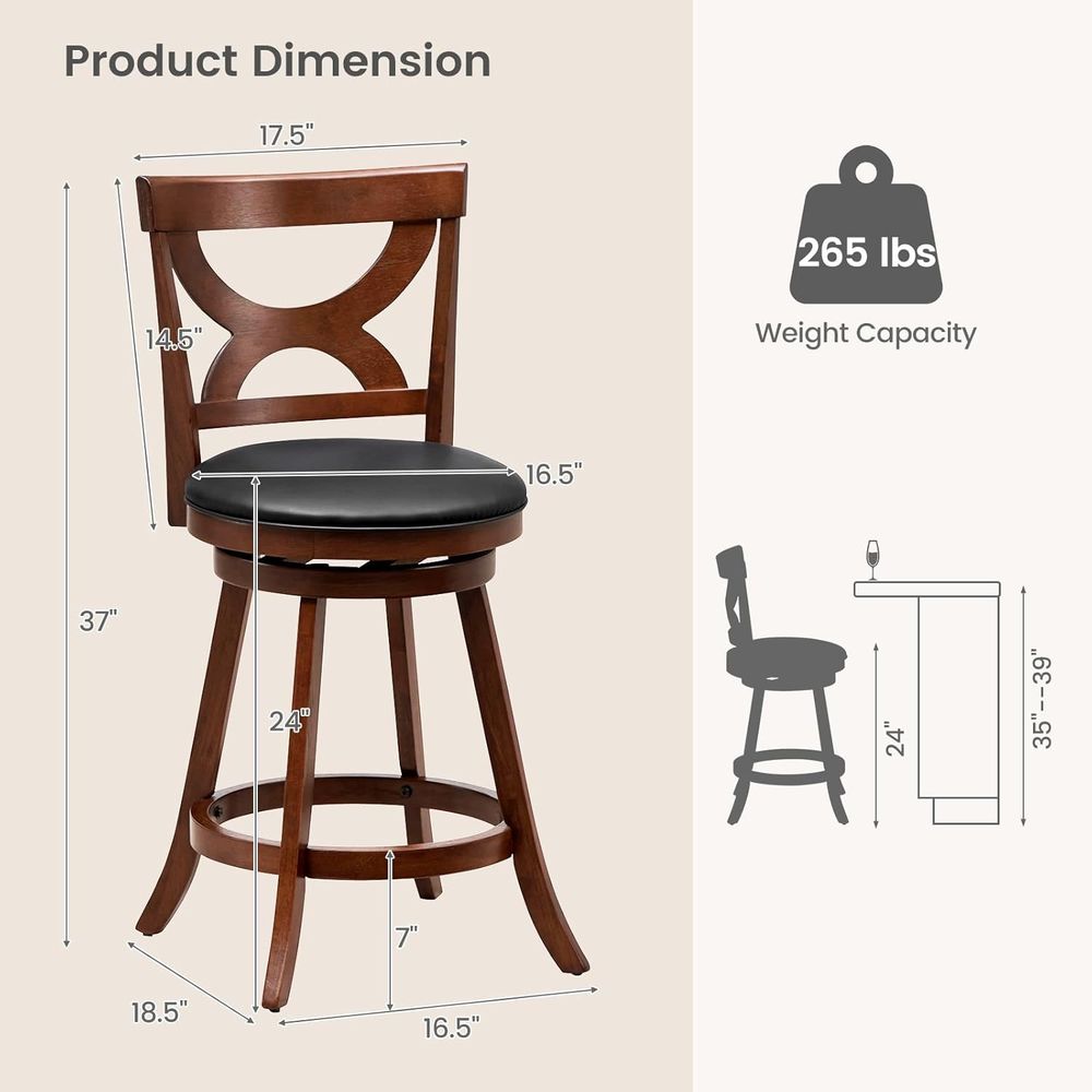 Bar Stools Set o 2, 24'' 360-D – Home Bar Stools recenzja i cena