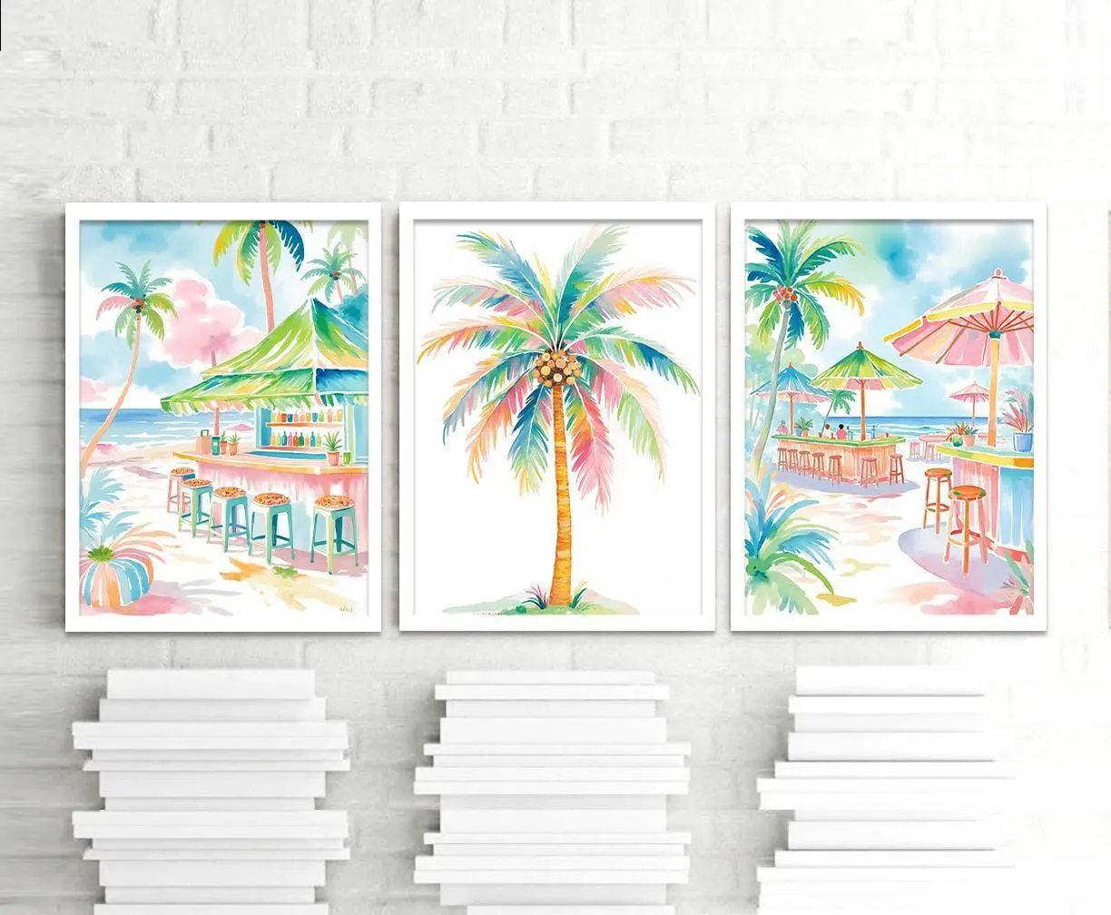Boho Tropical Watercolor Wall  – Home Bar Set recenzja i cena