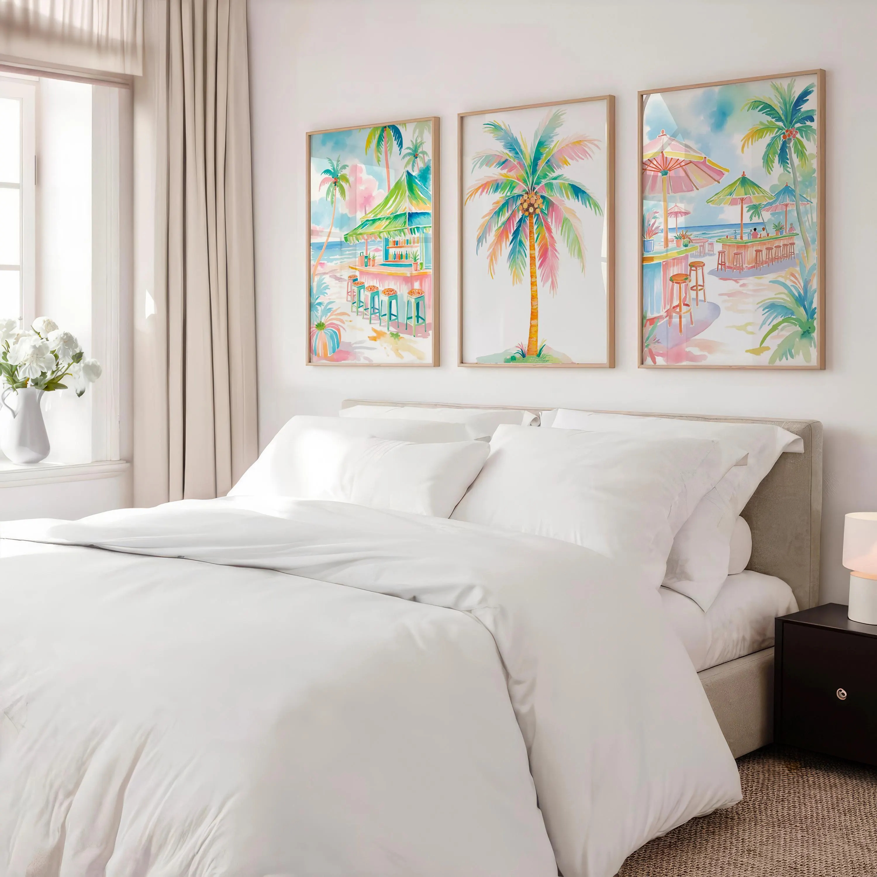 Boho Tropical Watercolor Wall  – Home Bar Set recenzja i cena