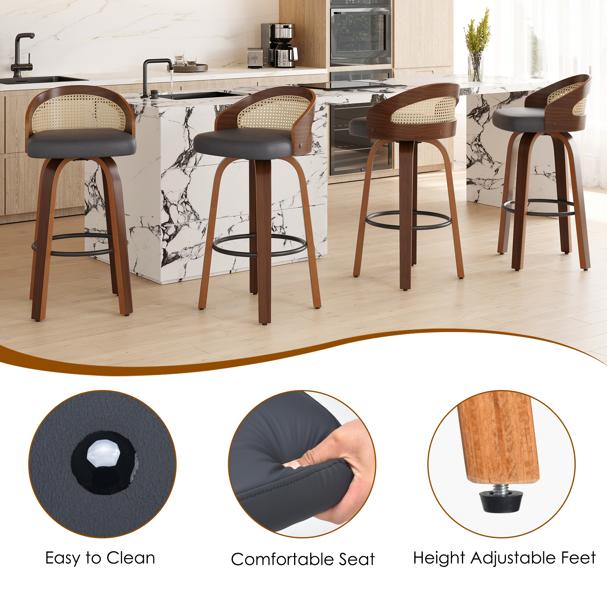 Set of 2 Swivel Bar Stools, Mo – Home Bar Lounge recenzja i cena