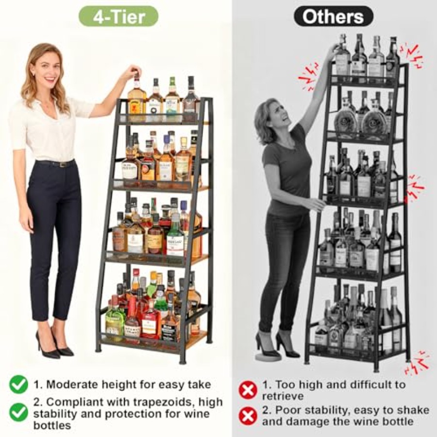 4-Tier Trapezoid Liquor Stand  – Home Bar Stand recenzja i cena