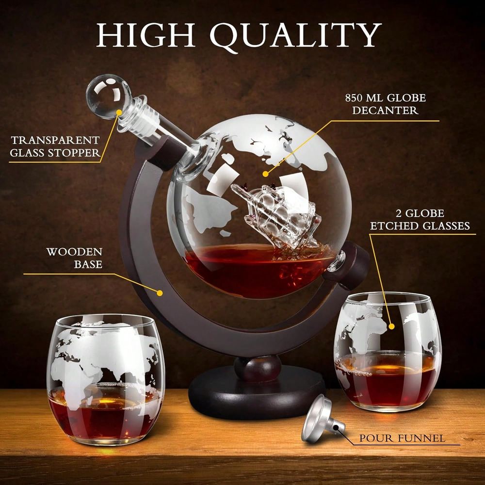 Decanter Sets For Men, Whiskey – Decanter Globe Set recenzja i cena