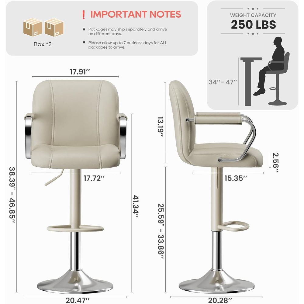 3 Beige Adjustable Swivel Coun – Home Bar Seating recenzja i cena