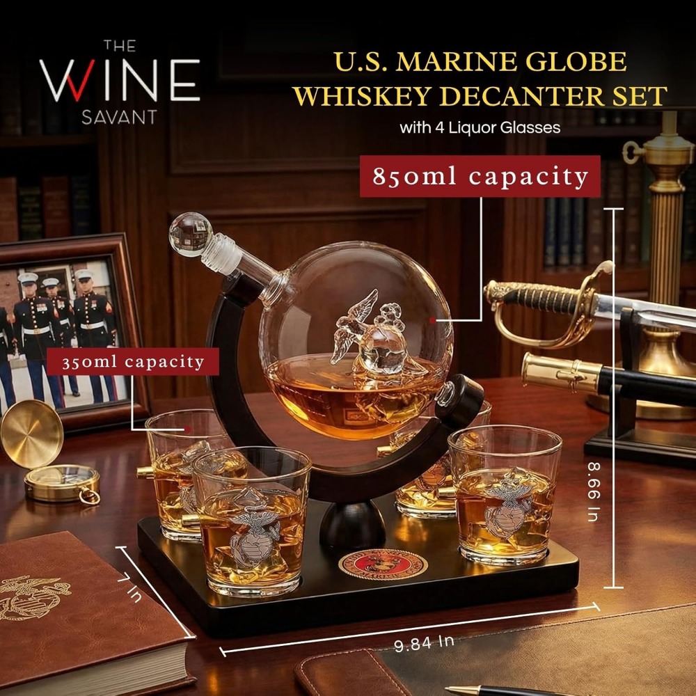 USMC Marine Globe Whiskey Deca – Decanter Globe Set recenzja i cena