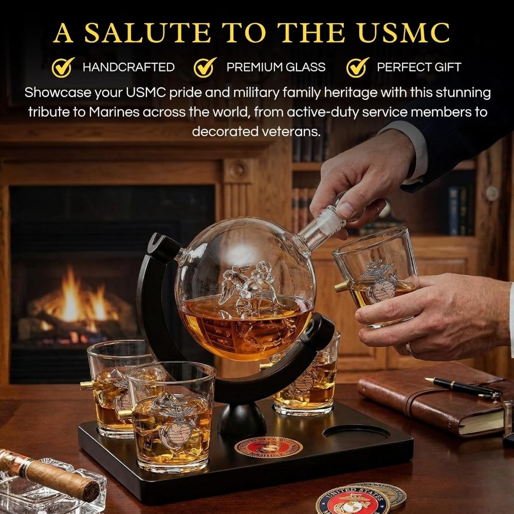 USMC Marine Globe Whiskey Deca – Decanter Globe Set recenzja i cena