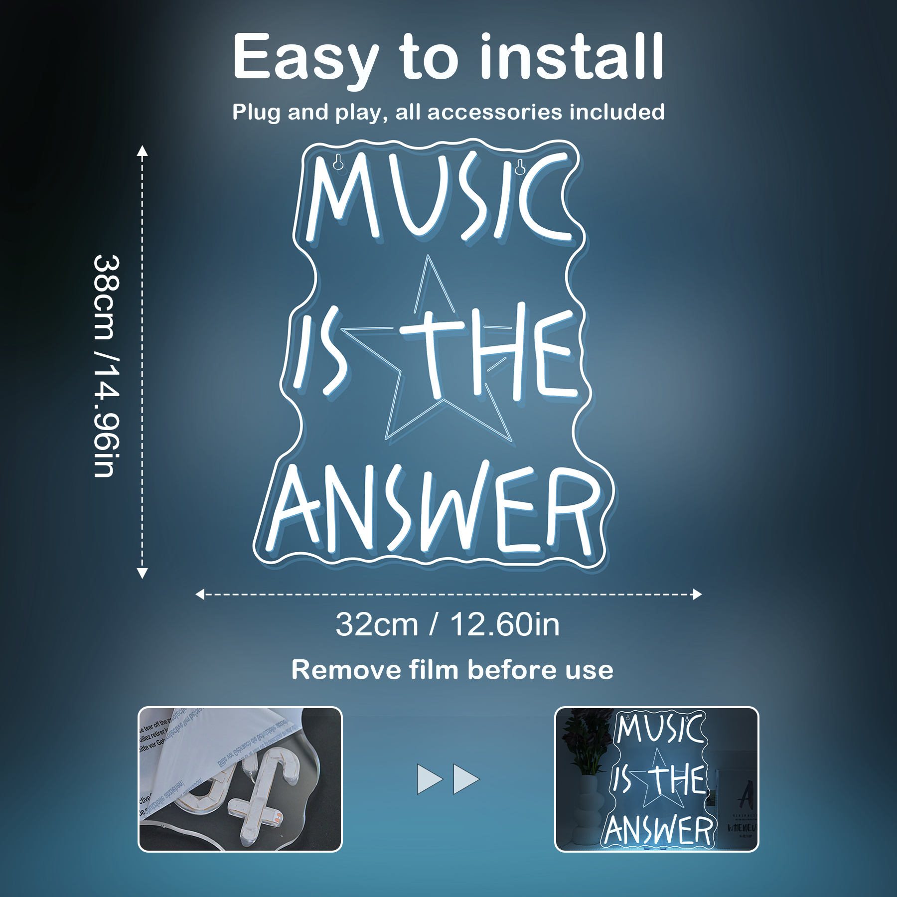 Music Is The Answer Neon Sign  – Home Bar Word recenzja i cena