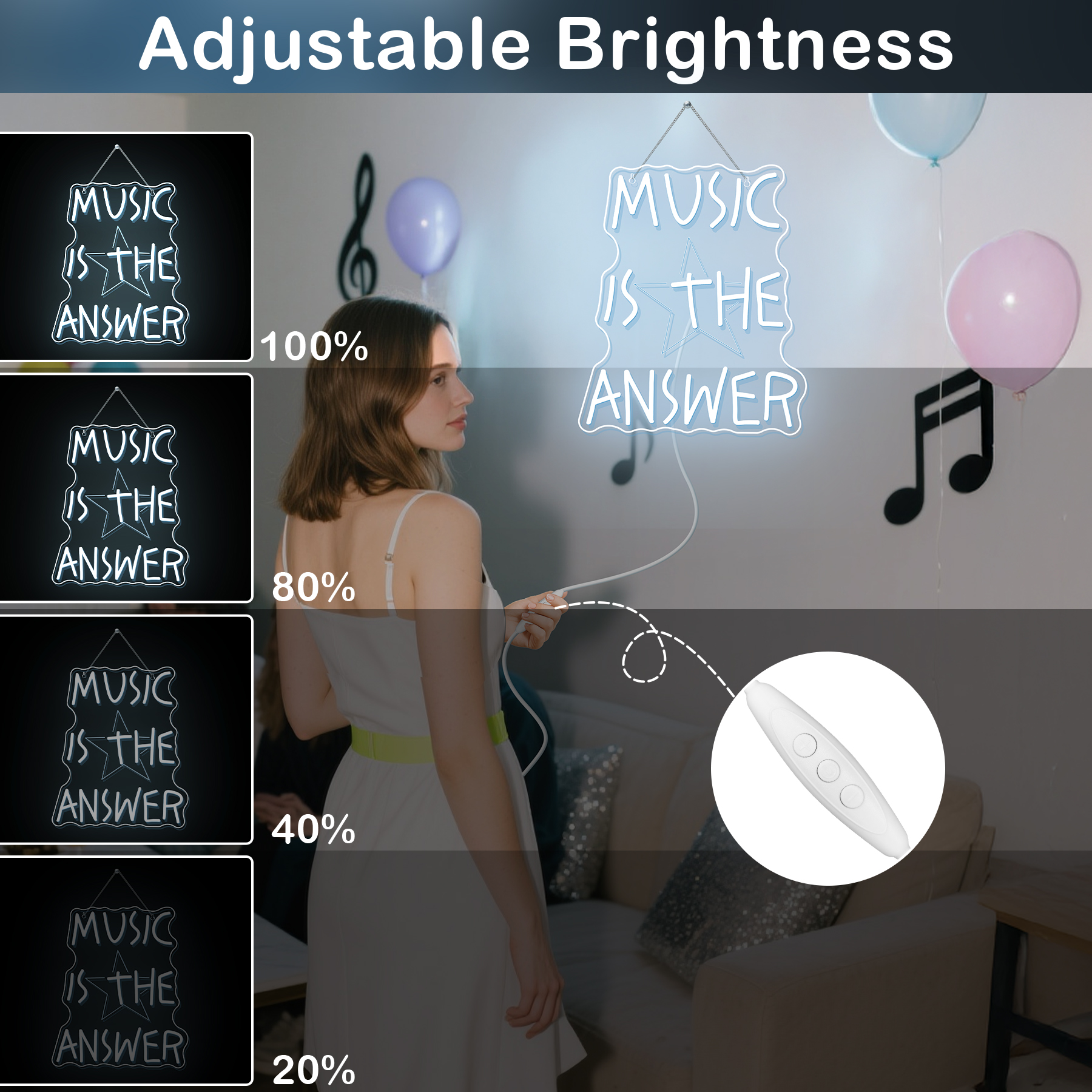 Music Is The Answer Neon Sign  – Home Bar Word recenzja i cena
