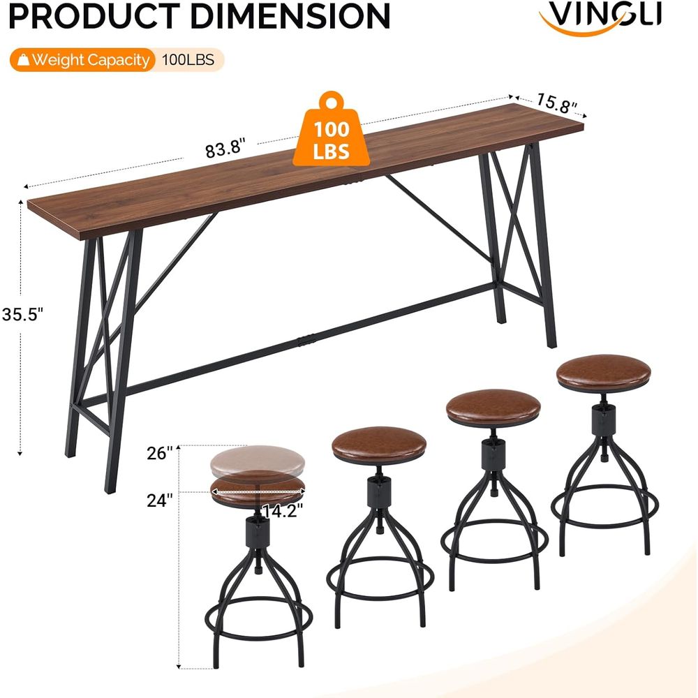 84-Inch Wooden and Metal Bar T – Home Bar Stools recenzja i cena
