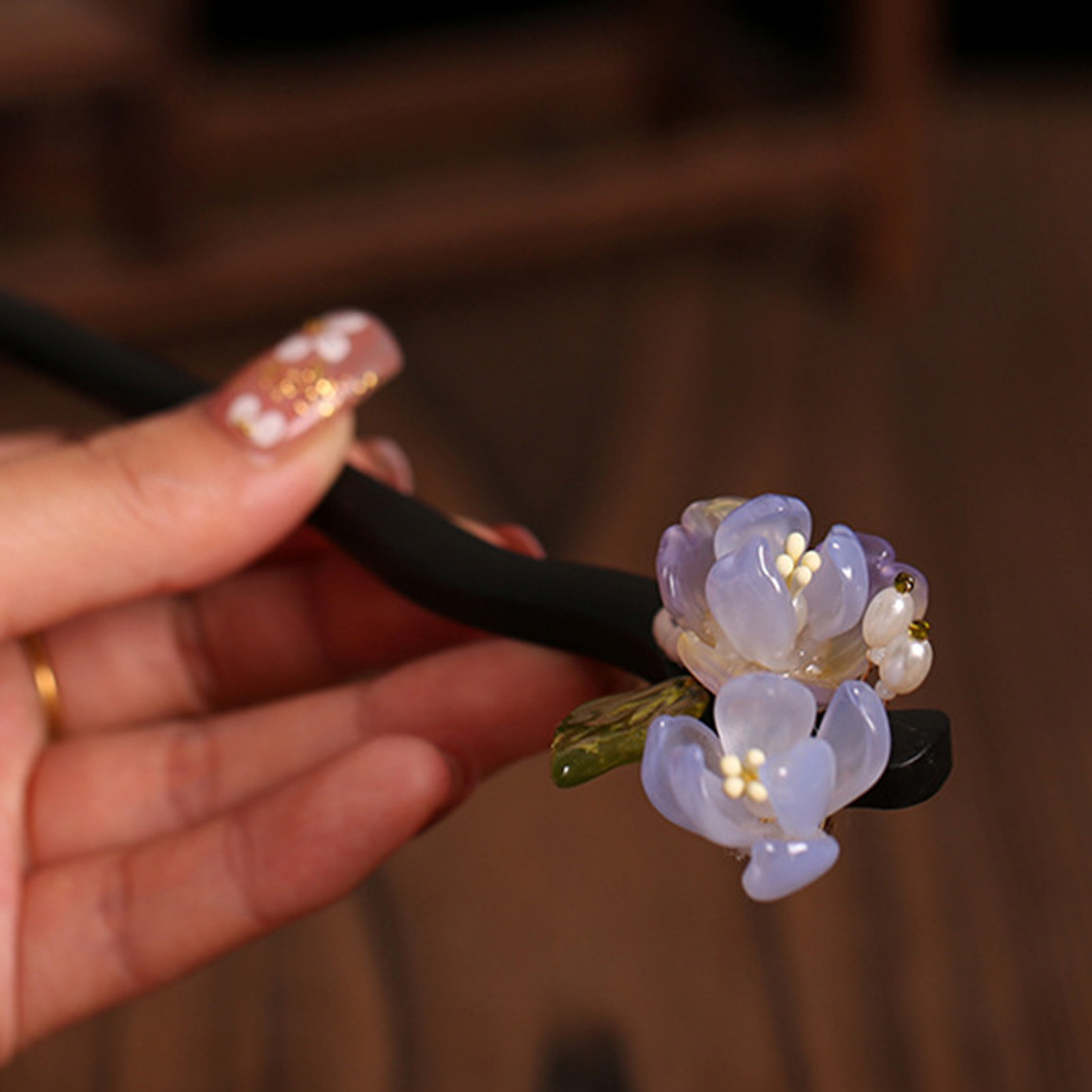 Vintage Wooden Flower Hairpin  – Old Fashioned Glass recenzja i cena