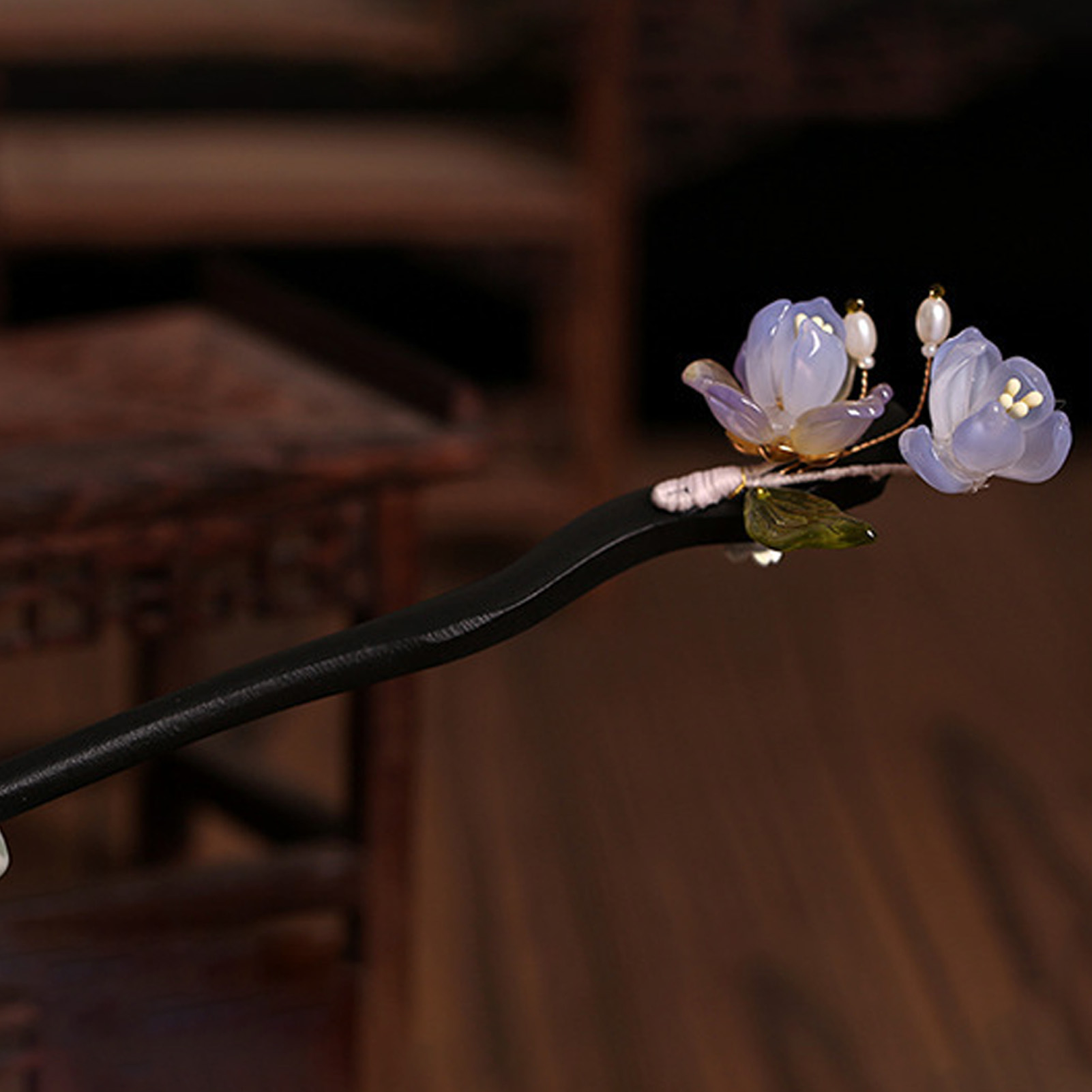 Vintage Wooden Flower Hairpin  – Old Fashioned Glass recenzja i cena